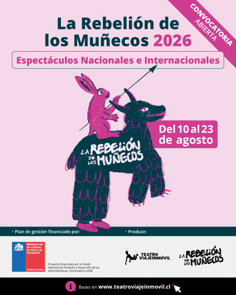 Afiche de la convocatoria 2026. Festival Internacional de Teatro y Marionetas La Rebelión de los Muñecos